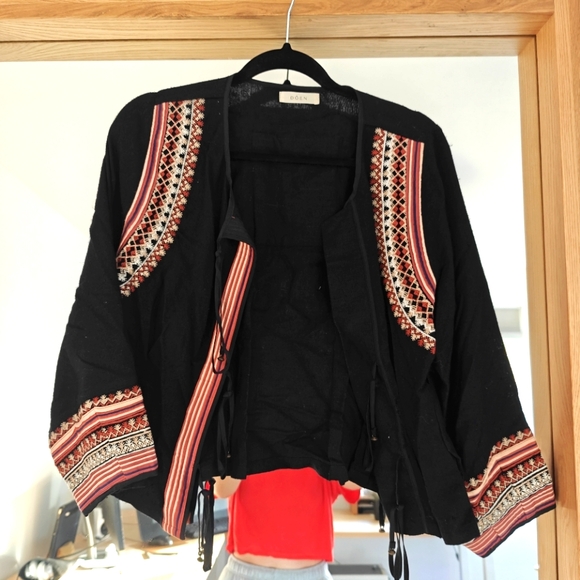 Doen Priere Black Silk Noil Tie Blouse size Medium - Picture 3 of 7